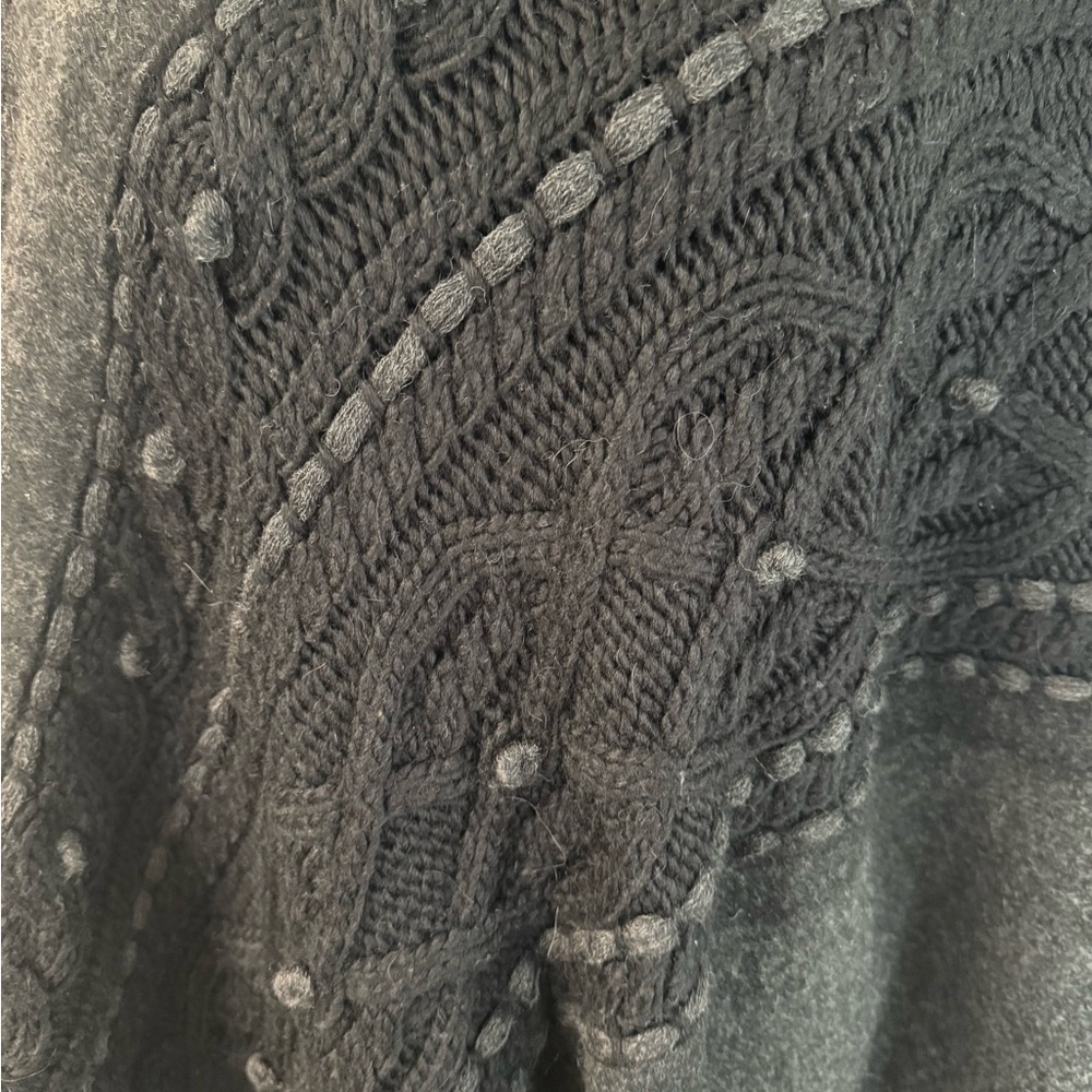 Anthropologie Sleeping on snow Poncho cabled cotillion wool alpaca pullover NWOT - Picture 6 of 14